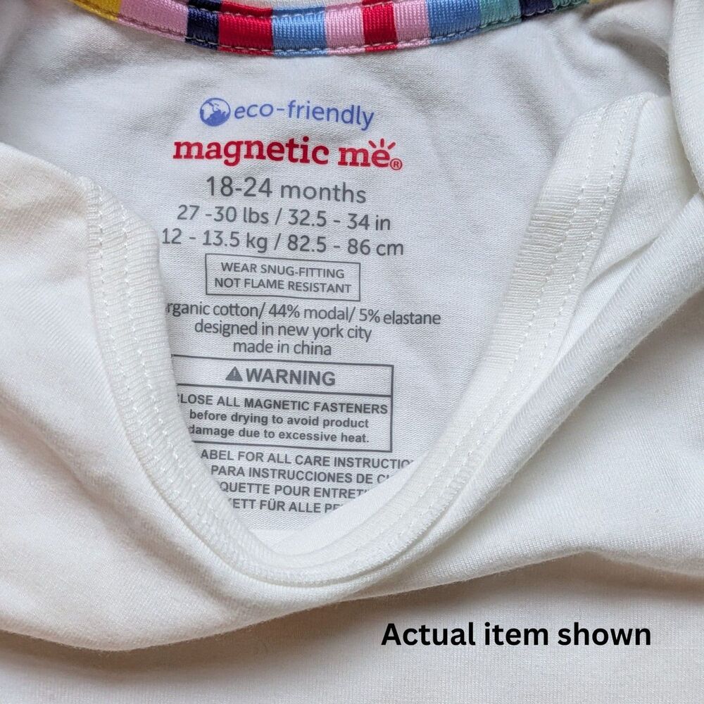 👶 Magnetic Me Organic Cotton Bodysuit 2-Pack 18-24 Months Striped White - Picture 7 of 7